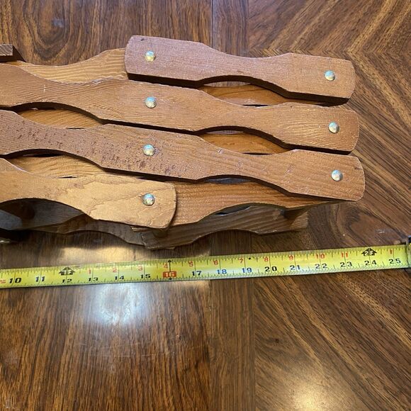 Vtg Wine Rack Accordion Wine Bottles Folding Wood Stand Expanding - Picture 5 of 6